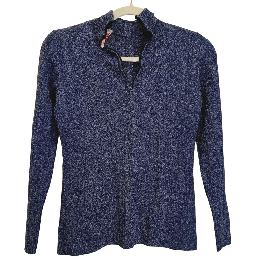 Marbella Vintage Knits California  Blue Zip Sweater‎  Top